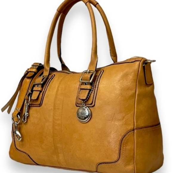 Coach Intentionally Distressed Tan Vachetta Leather Hamptons Hamilton Satchel - Picture 8 of 14